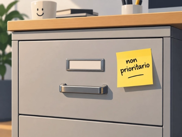 Ecosistema digitale per PMI: la lezione del video che piaceva a tutti Cassetto con etichetta non prioritario, metafora di un'idea accantonata prima di essere testata